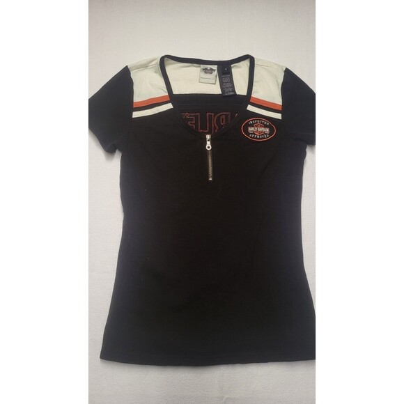Harley-Davidson Tops - Women’s Harley Davidson Short Sleeve Top Logos and patches Size Small
